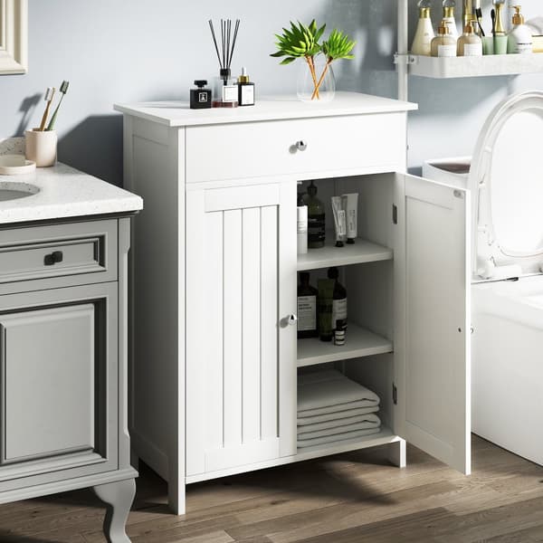 Badeværelses gulvskab, 23,5x12x31,5 tommer, hvid
