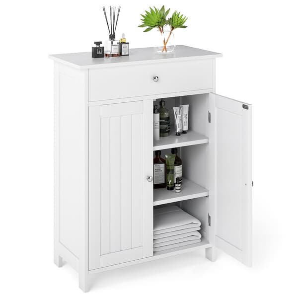 Badeværelses gulvskab, 23,5x12x31,5 tommer, hvid