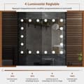 Pikkukuva 6 / 8: Meikkipeili, Hollywood 18 LED-lamppua kosketusohjauksella, 65x14x52.5 cm, valkoinen