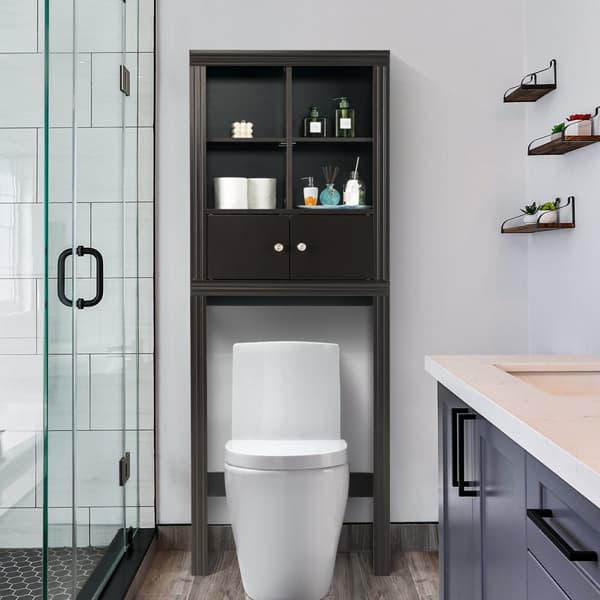 Opbevaringsskab over toilettet, 24x8x65 cm, Brun