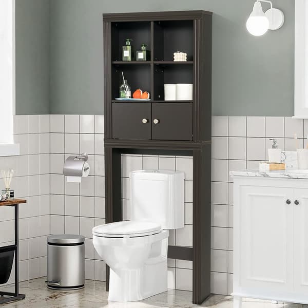 Opbevaringsskab over toilettet, 24x8x65 cm, Brun