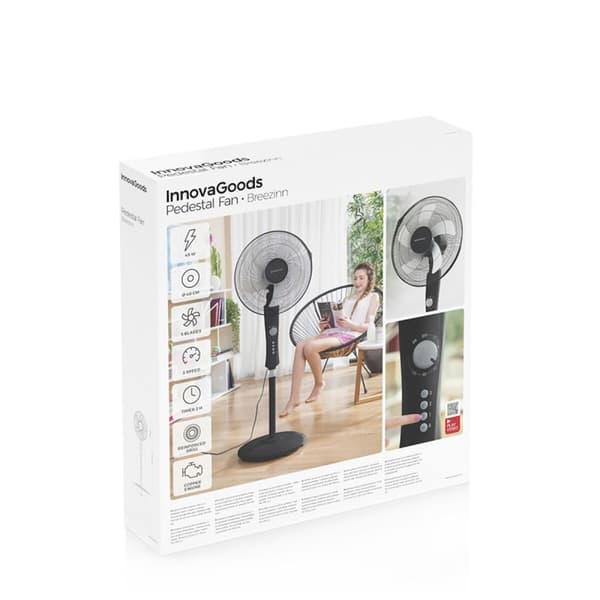 Stående Fläkt InnovaGoods Breezinn Svart 45 W