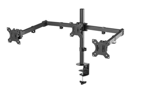 NÖRDIC Monitorarm Table Bracket for tripper skjermer 13-27 tommer i stål, vippbar, roterbar og roterbar, svart, skjermbrakett