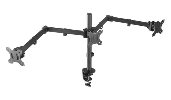 NÖRDIC Monitorarm Table Bracket for tripper skjermer 13-27 tommer i stål, vippbar, roterbar og roterbar, svart, skjermbrakett