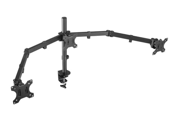 NÖRDIC Monitorarm Table Bracket for tripper skjermer 13-27 tommer i stål, vippbar, roterbar og roterbar, svart, skjermbrakett