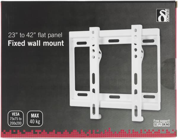 Wall mount, 23-42", 40 kg, VESA 75x75-200x200mm, white