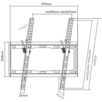 Wall mount 32-55", max 35 kg, VESA 75x75 to 400x400 mm