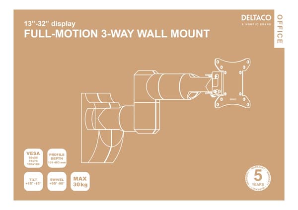 OFFICE Fullmotion wall mount invisible cable mngmnt 1332"
