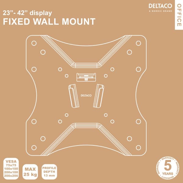 OFFICE Compact Slim Fixed Wall Mount, 23"-42", 25 kg, black