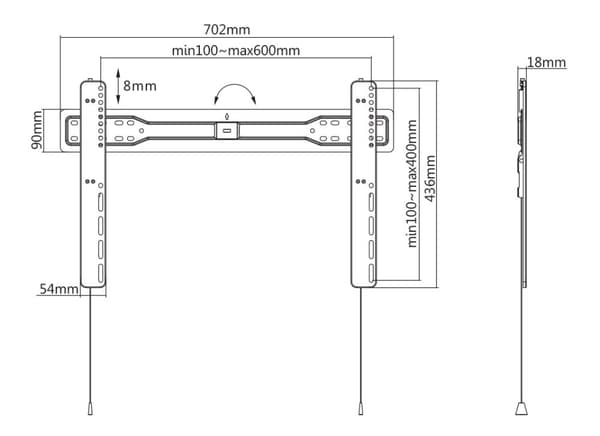 OFFICE Ultra-Slim Fixed Wall Mount, 37"-70", 35 kg, black