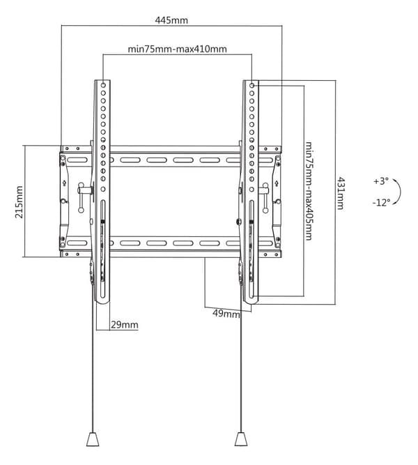 OFFICE HeavyDuty Foldable Tilt Wall Mount 32"70" 70 kg