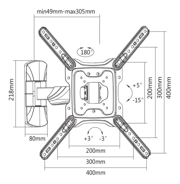 OFFICE Elegant FullMotion Wall Mount tilt swivel 23"55"35kg