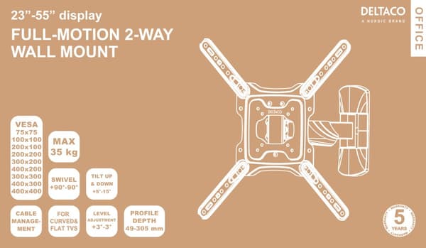 OFFICE Elegant FullMotion Wall Mount tilt swivel 23"55"35kg