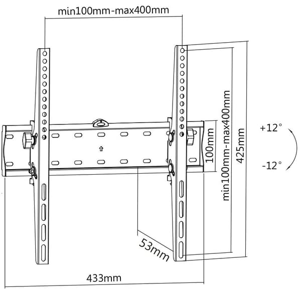 Tiltable wall mount TV screen 3255 "max 40kg VESA 200x200400