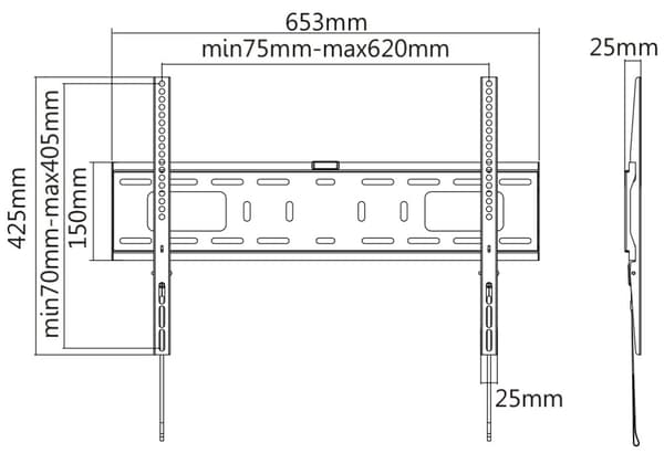 Heavy duty fixed wall mount for monitor/tv, 37"-70", VESA, s