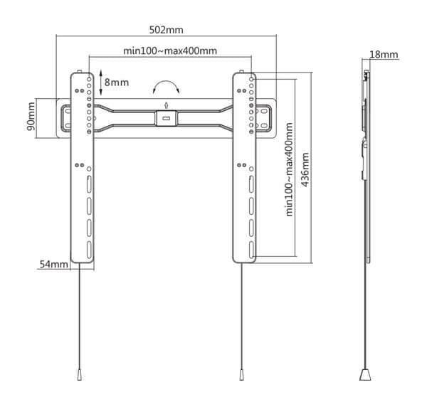 Office Ultra-Slim Fixed wall mount, 32"-55", 35 kg, black