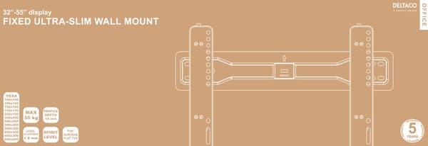 Office Ultra-Slim Fixed wall mount, 32"-55", 35 kg, black Sort