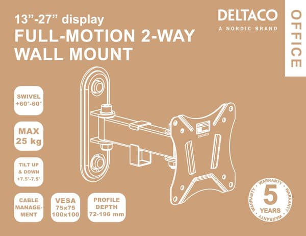 OFFICE Fullmotion Wall Mount tilt swivel 13"27" 25 kg