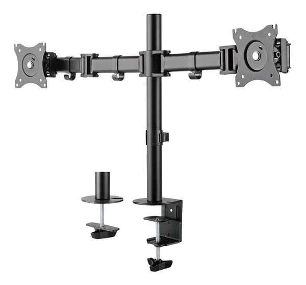 OFFICE Dual Desk Mount, tilt, swivel, rotate, 13"-27" Sort
