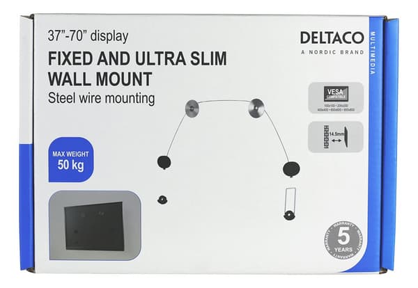 Ultra-slim picture wall, 37"-70", 50kg, 100x100-800x800