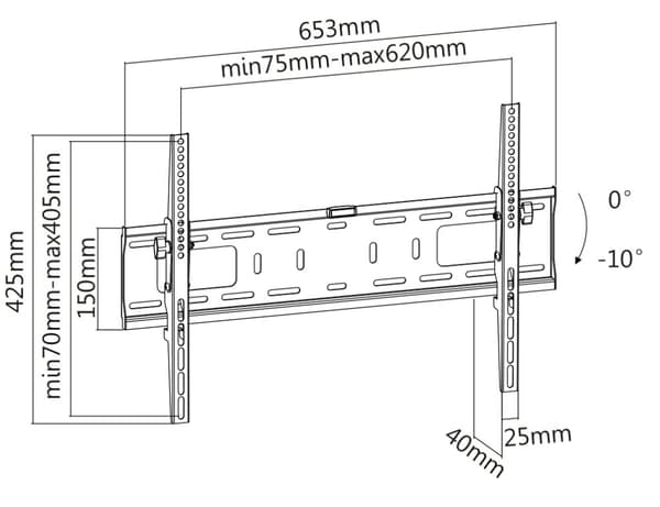 Heavy-duty wall mount for monitor/tv, 37"-70", tilt, max 50