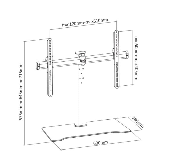 Tabletop TV stand 3255" 40 kg 3stage height adjustment VESA