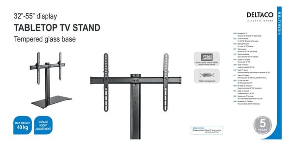 Tabletop TV stand 3255" 40 kg 3stage height adjustment VESA