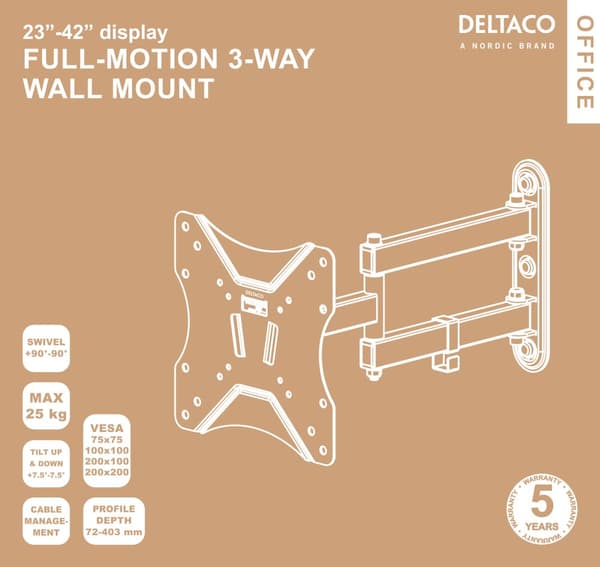 OFFICE Fullmotion wall Mount tilt swivel 23"42" 25 kg