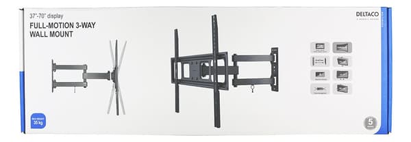 Full motion 3-way wall mount for monitor/tv, 37"-70", tilt