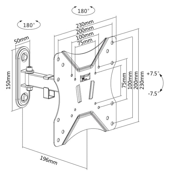 OFFICE Fullmotion Wall Mount tilt swivel 23"42" 25 kg