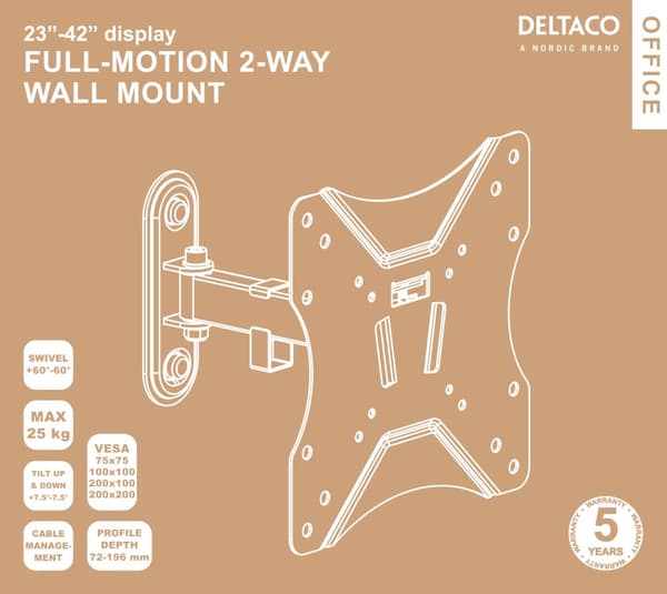 OFFICE Fullmotion Wall Mount tilt swivel 23"42" 25 kg