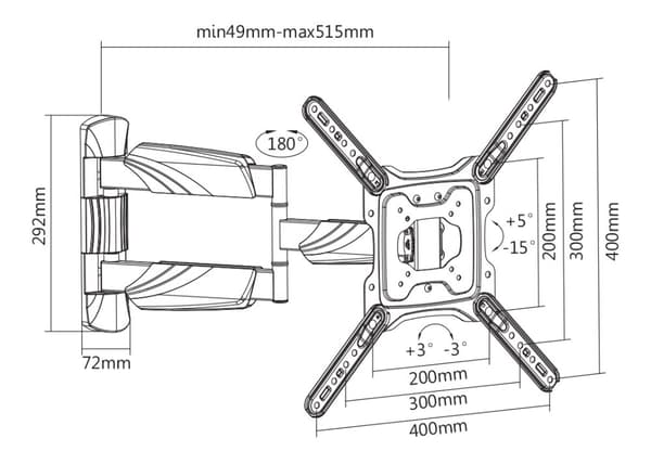 OFFICE Elegant FullMotion Wall Mount tilt swivel 23"55"35kg