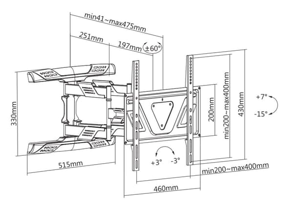 OFFICE UltraSlim Low Profile FullMotion Wall Mount 32"70"