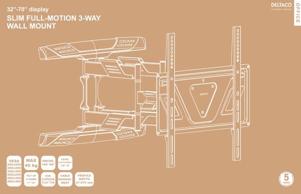 OFFICE UltraSlim Low Profile FullMotion Wall Mount 32"70"
