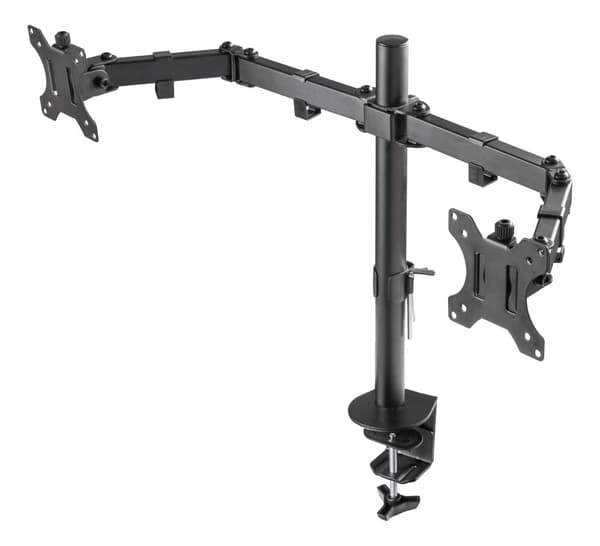 Dual monitor desk mount, 13"-32"screens VESA 75x75/100x100 Sort