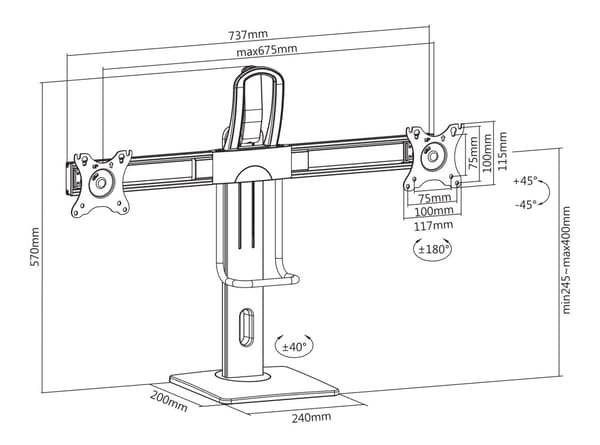 OFFICE Desk stand for dual 17”-27” displays