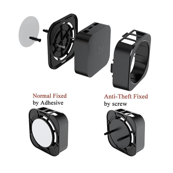 INF Veggfeste tyverisikring for Apple TV Black
