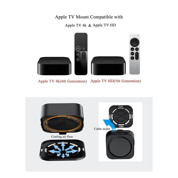 INF Veggfeste tyverisikring for Apple TV Black