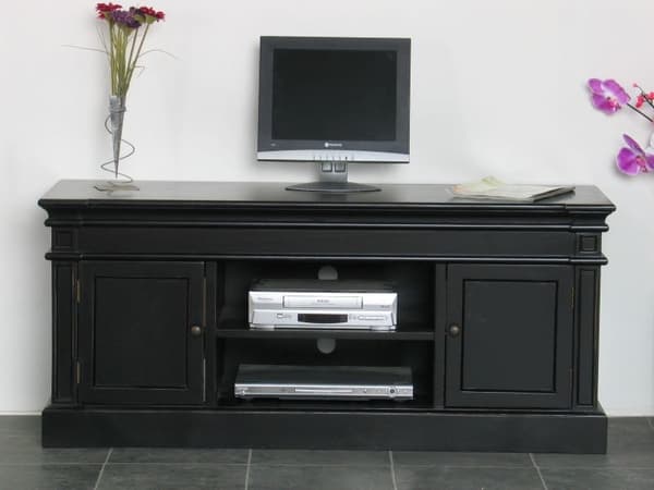 Amaretta TV-bänk med 2 dörrar och 1 hylla bredd 137 cm, höjd 60 cm antiksvart.
