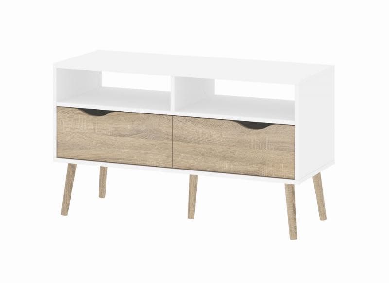 Napoli TV-möbel med 2 lådor och 2 hyllor vit/ek.