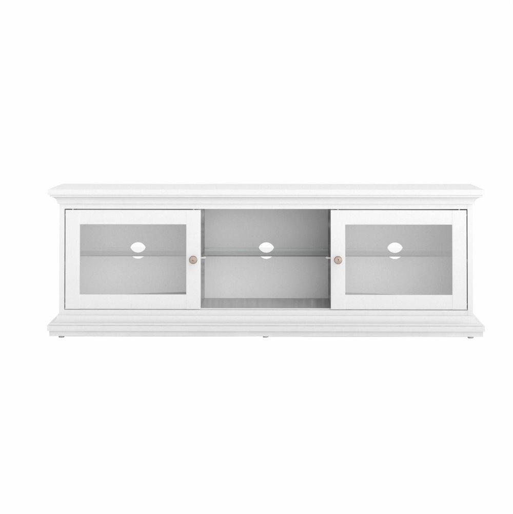 Venedig Tv/Hifi-möbel med 2 skjutdörrar bredd 150 cm, höjd 51 cm vit.