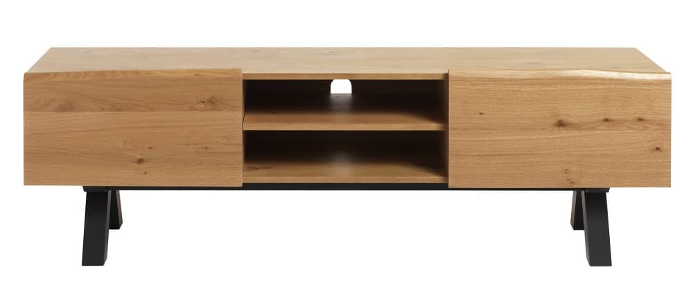 Ollie tv-bänk med 2 dörrar och 1 hylla, fanerad amerikansk vildek och massiv björk.
