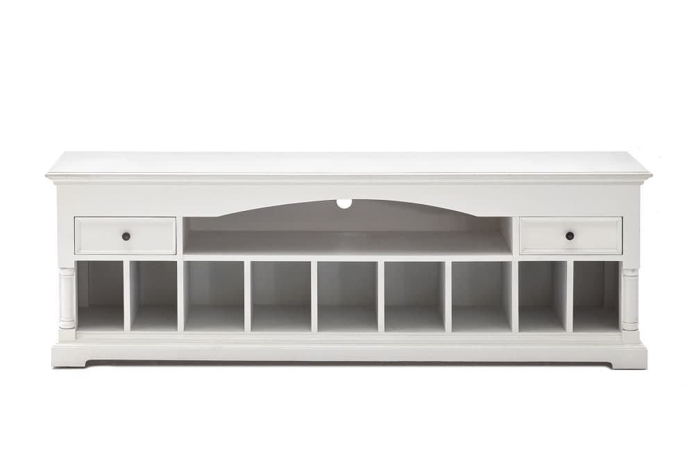 Provence TV-bänk med 2 lådor, hylla och diverse fack vit.