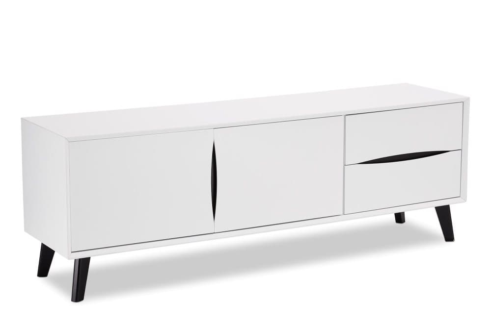 Lynda TV möbel 2 dörrar, 2 lådor vit, svart.