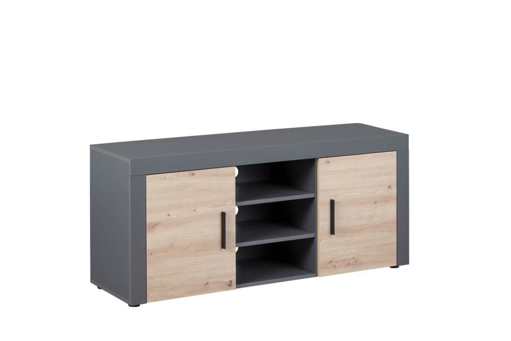 CorbetoTV TV möbel 2 dörrar, 3 öppna fack antracit, Artisan ek-look.