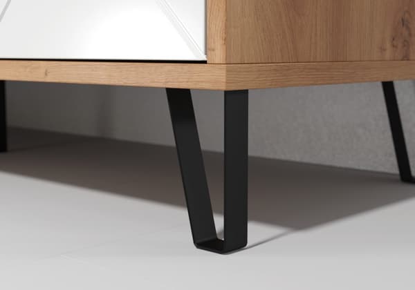 Touch TV møbel 1 låge, 2 åbne rum eg dekor, mat hvid.
