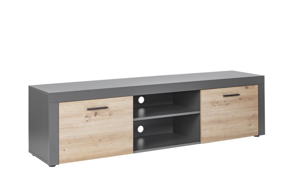 Corbeto TV möbel 2 dörrar, 2 öppna fack antracit, Artisan ek-look.