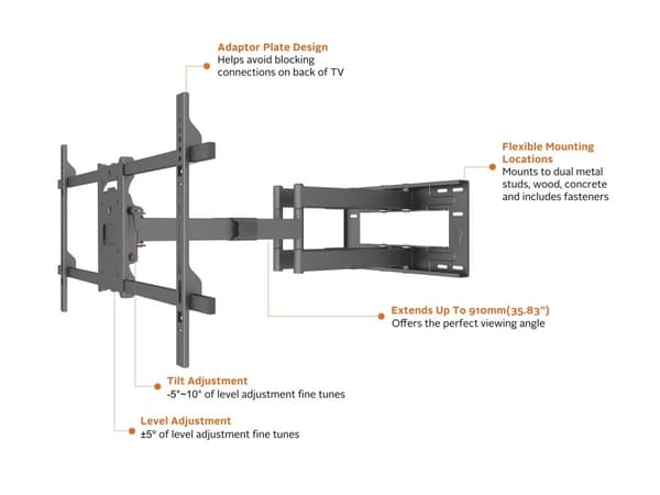 Multibrackets Universal TV-vægbeslag 50"-80" Long Reach Arm 910mm