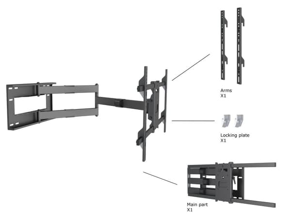 Multibrackets Universal TV Väggfäste 42"-75" Long Reach Arm 1010mm
