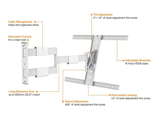 Multibrackets Universal TV Väggfäste 37"-55" VESA Flexarm Thin White